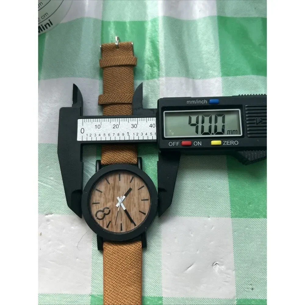 Black Case Wood Style Dial Quartz Watch